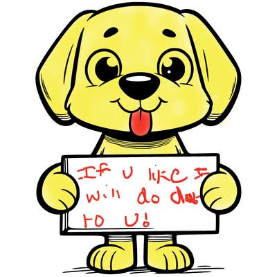 .dog holding blank sign