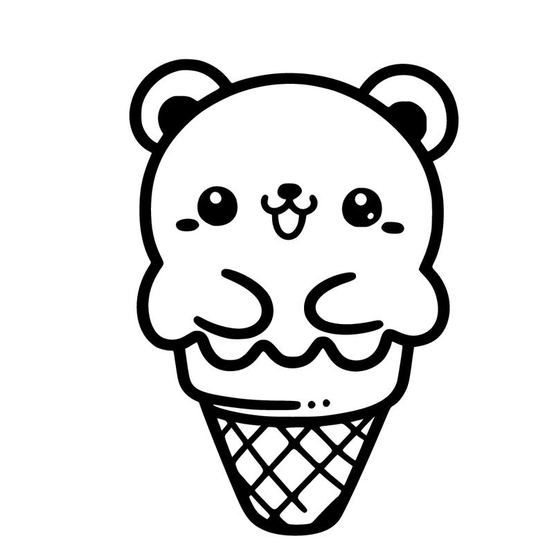 cute ice cream with a little bear head poking out