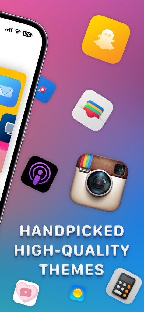 moloko app icon changer - A collection of handpicked high quality app icons and themes for iPhone customization showcased on a colorful background.