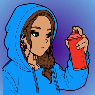 a realistic girl, spray painting