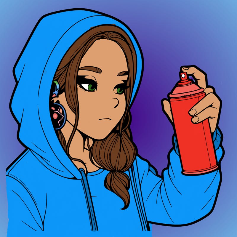 a realistic girl, spray painting