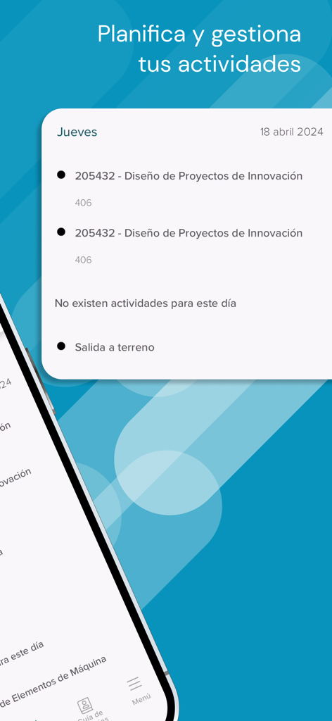 Te Quiero en la U - Interfaz móvil que muestra la planificación de actividades universitarias y horarios de clases para estudiantes