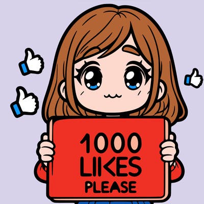 a girl holding a sign that says 1000 likes please
