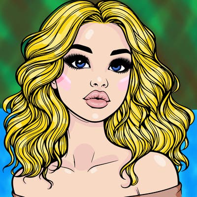realistic girl with wavy hair and lips