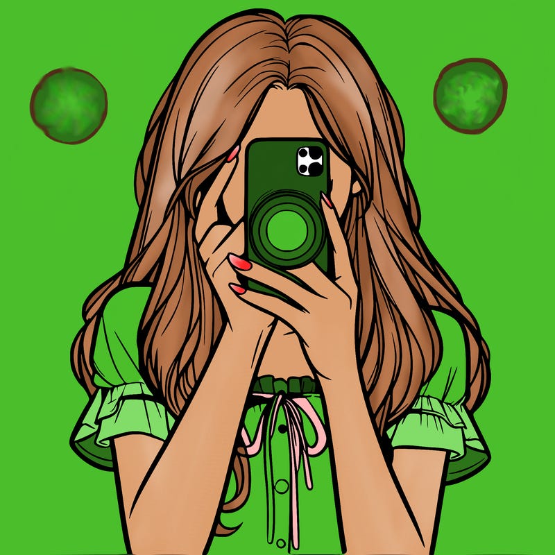 a realistic girl holding her phone taking pictures