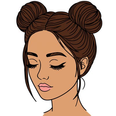 woman with hair buns