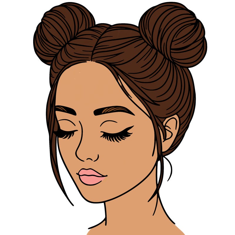 woman with hair buns