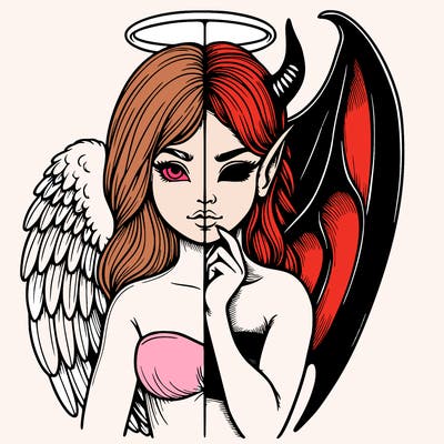 realistic angel half demon