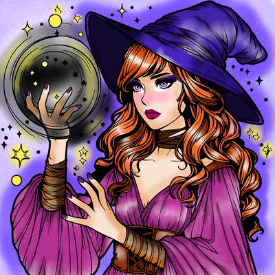 realistic women sorcerer using magic