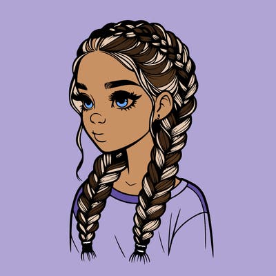 realistic girl with braids