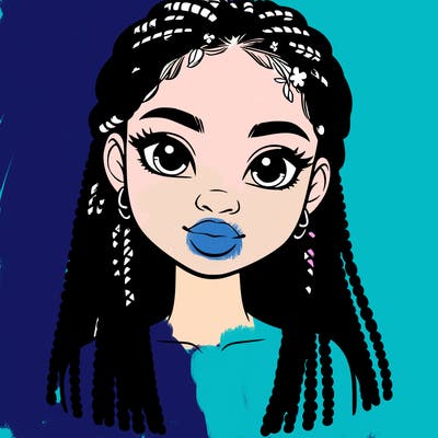 a realistic black girl with braids