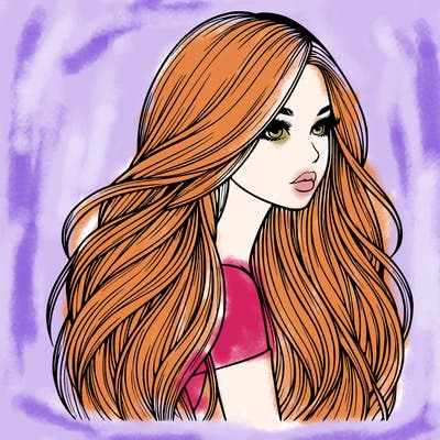 realistic girl with long realistic hair