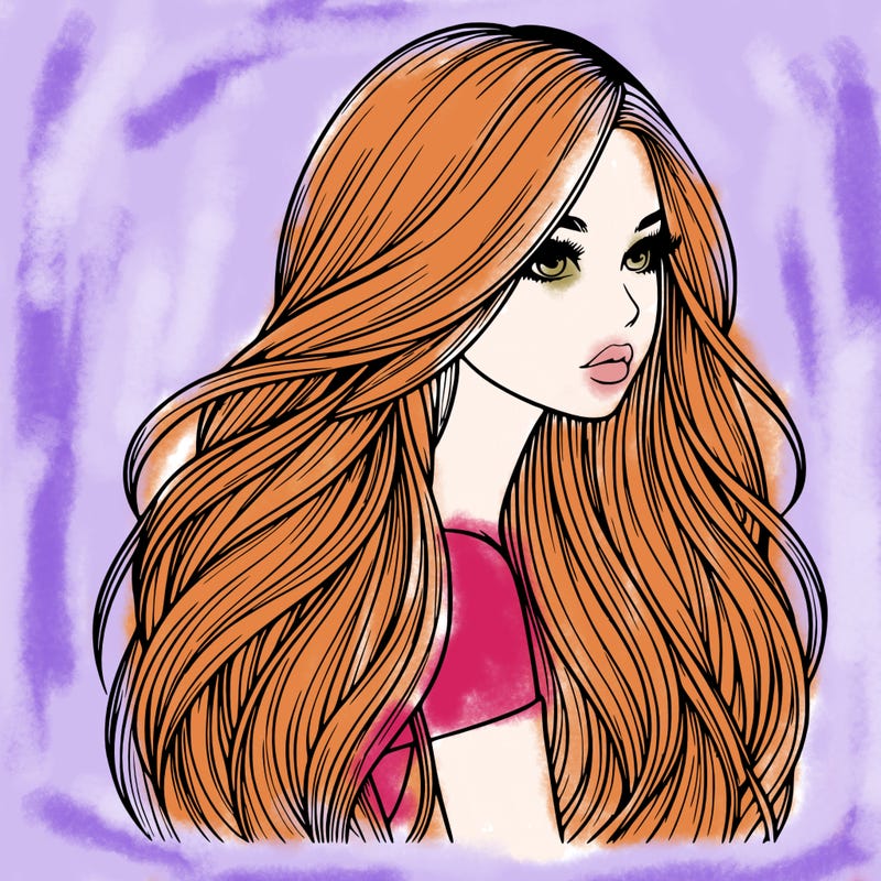 realistic girl with long realistic hair