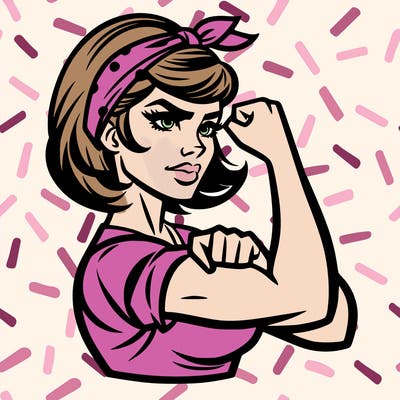 strong woman with a 60s american ad style