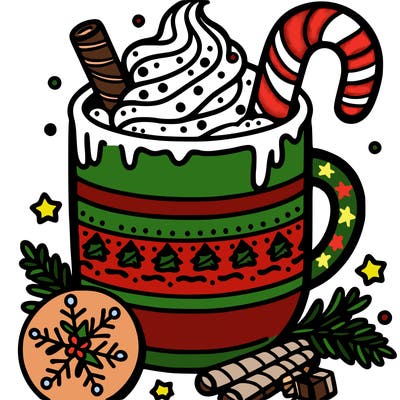 cappuccino with christmas print