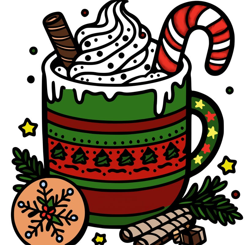 cappuccino with christmas print