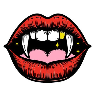 lips with vampire teeth