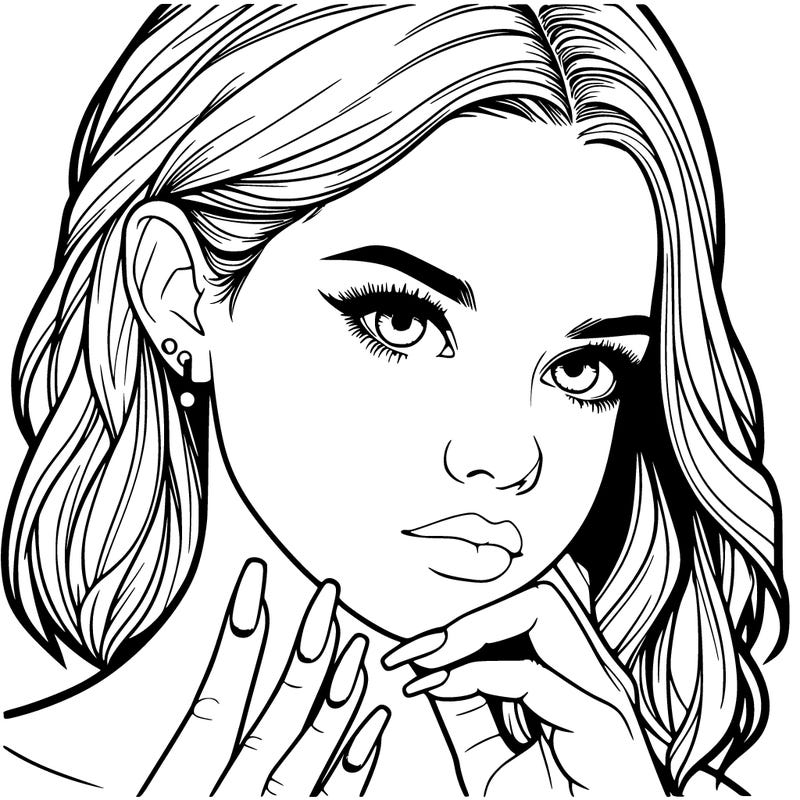 realistic girl with nails