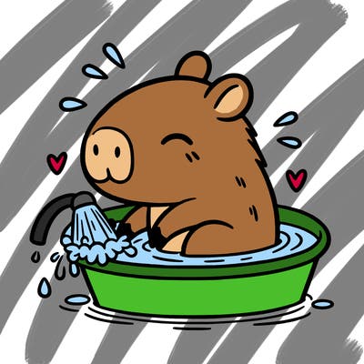 capybara taking a bath