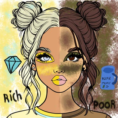 realistic girl with two buns in hair and lips