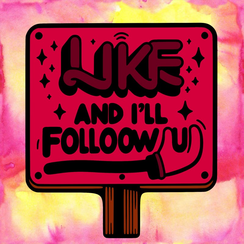 sighn that sais like and ill follow u