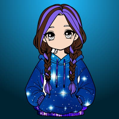 a realistic girl with a oversized hoodie and she has braids