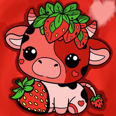cute strawberry cow