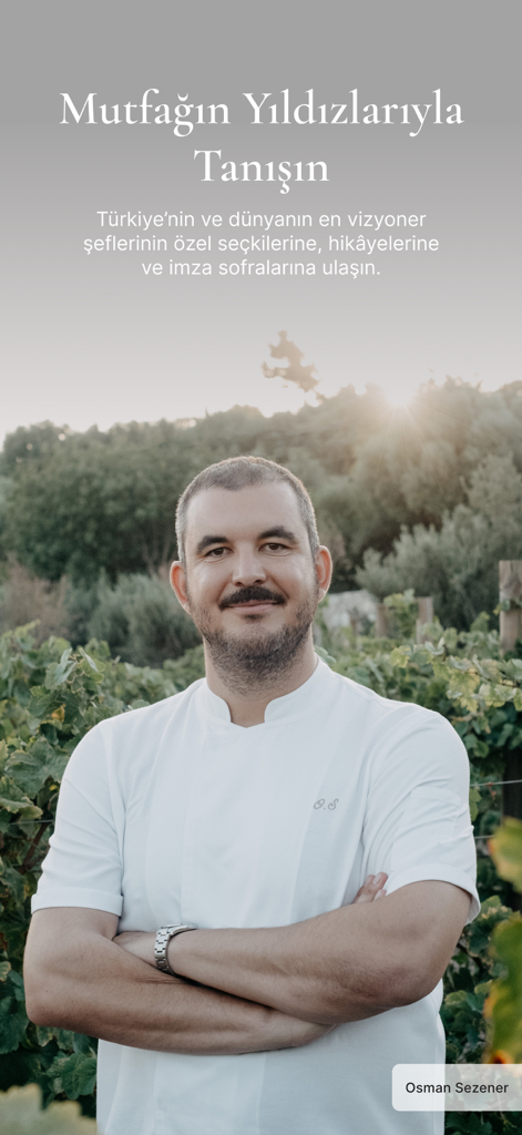 Rezervem - Portrait of Chef Osman Sezener featuring fine dining and culinary stories in the Rezervem app