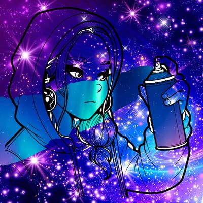 a realistic girl, spray painting