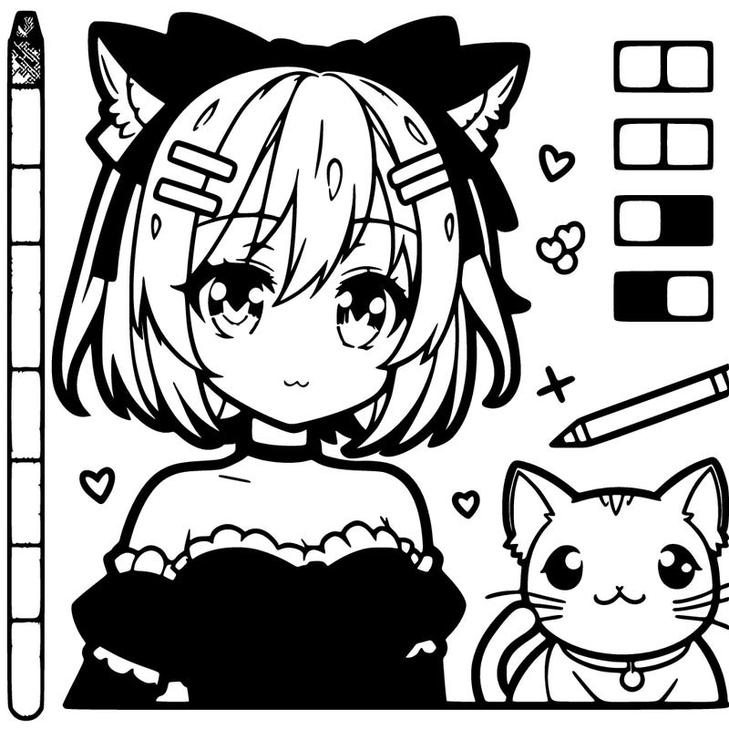 anime girl with a cat