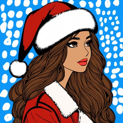 realistic girl in santa hat