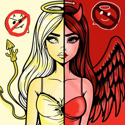 devil vs angel realistic girl