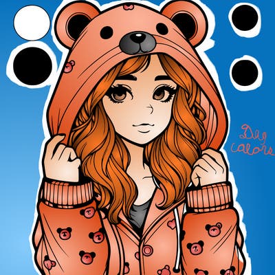 realistic girl in a animal pjs hoodie