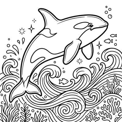Experience the power and grace of the ocean with this captivating orca coloring page, featuring a majestic killer whale leaping from the waves. Perfect for all ages, this intricate design invites you to bring the vibrant underwater world to life with your favorite colors.