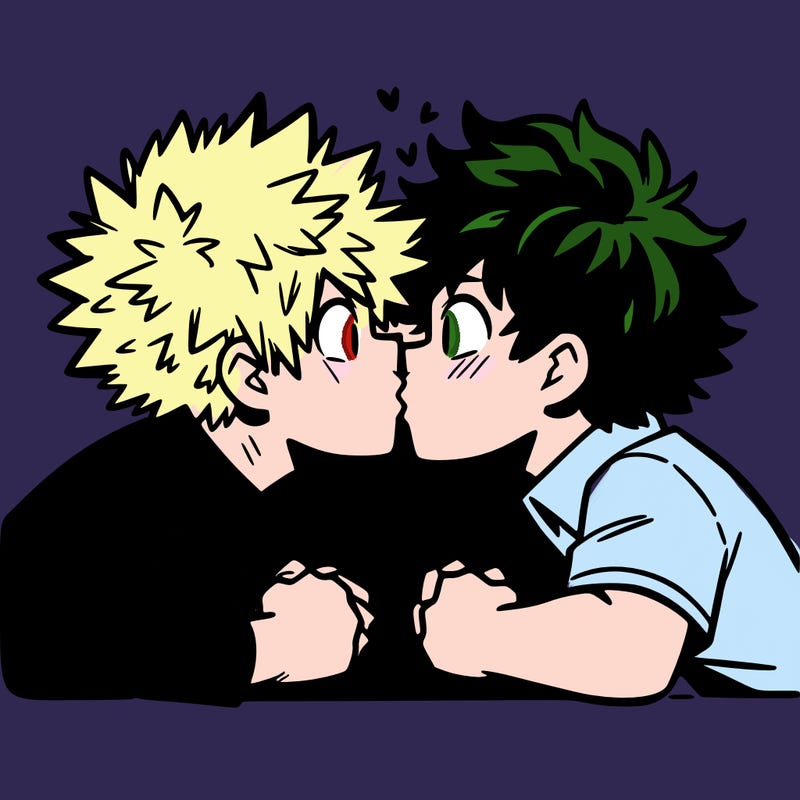 bakugou and deku smooching