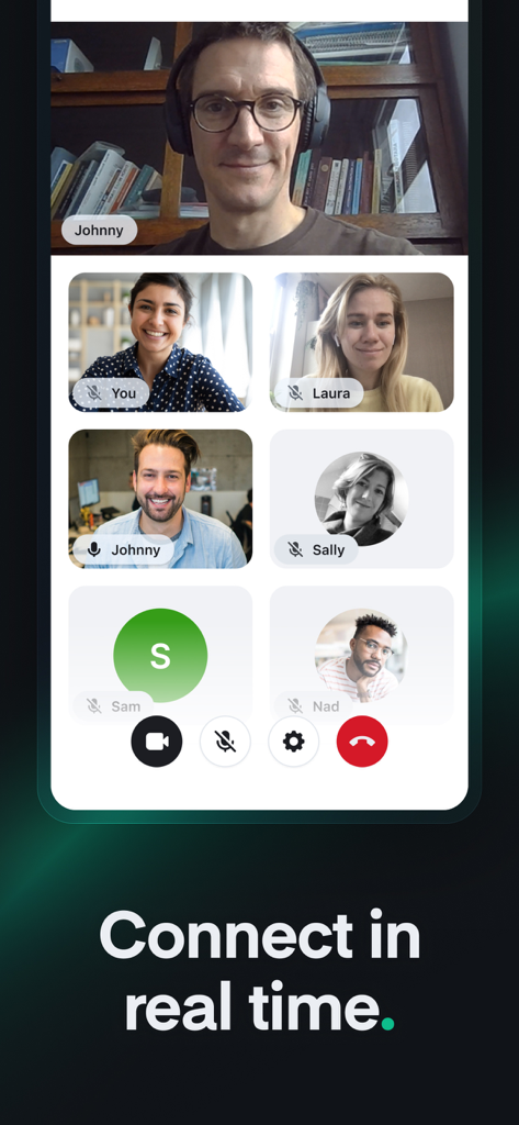 Element Pro for workモバイルアプリのセキュアグループビデオ通話インターフェース。