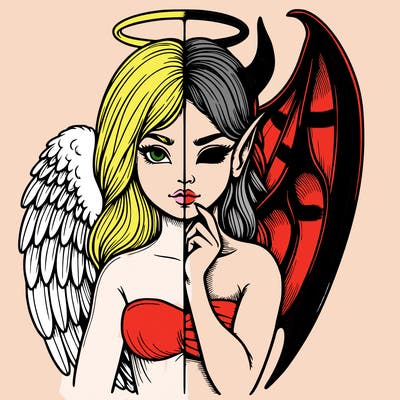 realistic angel half demon