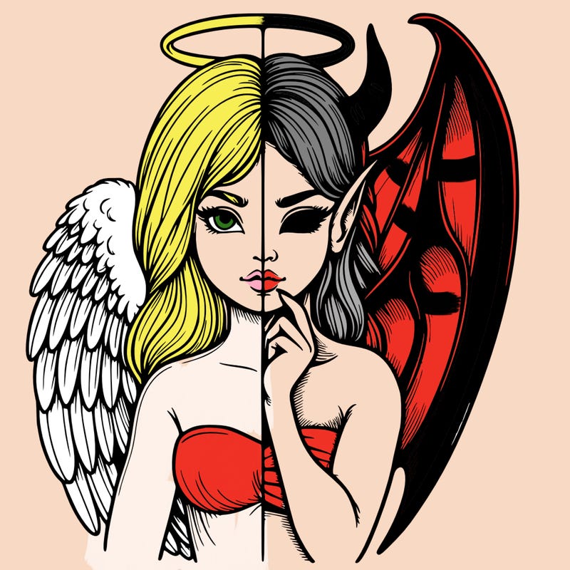 realistic angel half demon