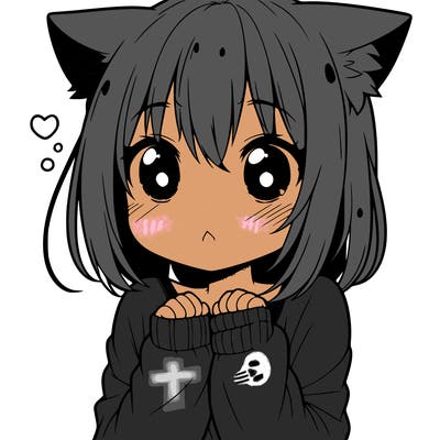 shy anime catgirl