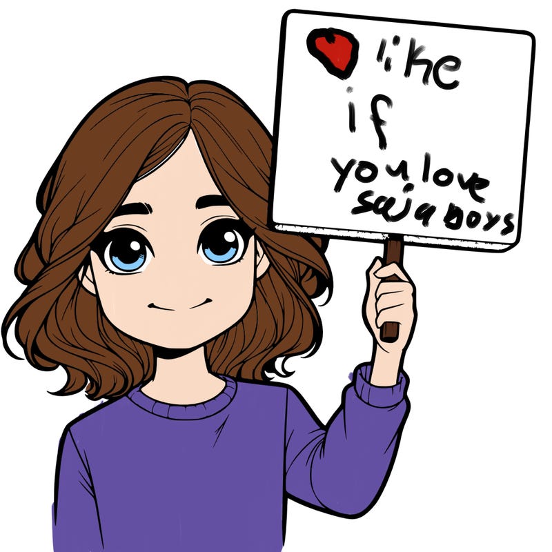 realistic girl holding up a sign