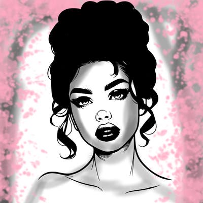 realistic girl wearing a 90s style up due and have full lips