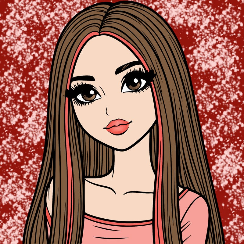 realistic girl with straight and long hair