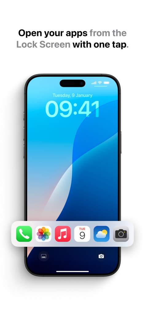 Lock Dock－Widget App Launcher - Lock Dock app launcher displaying shortcut icons on an iPhone lock screen for quick access