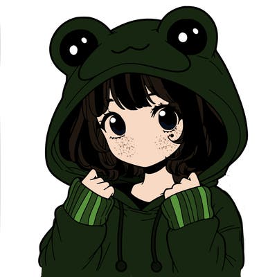 a cute teenage girl wearing a frog hoodie