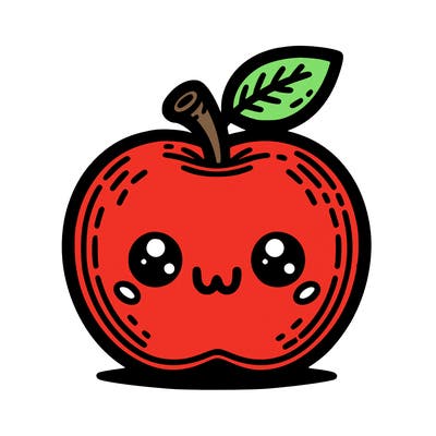 apple with cartoon face