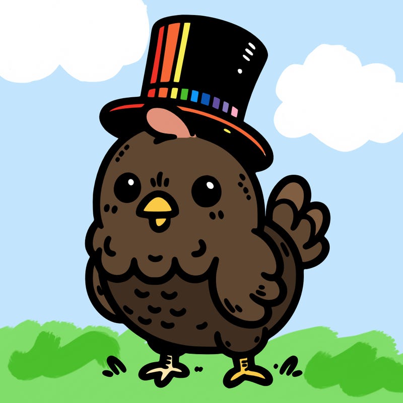 chicken with a top hat