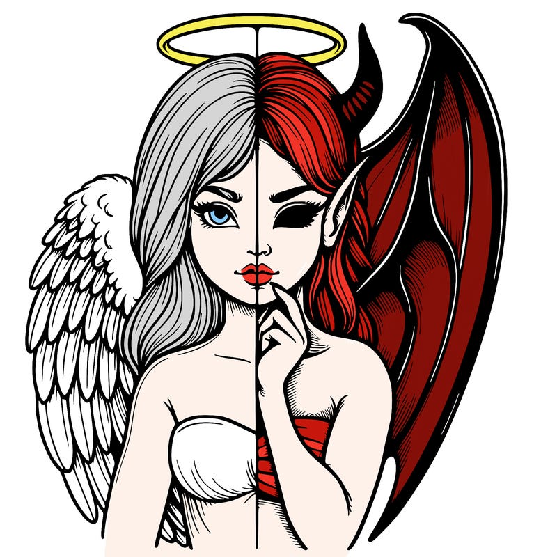 realistic angel half demon