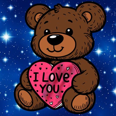 teddy bear holding an i love you heart