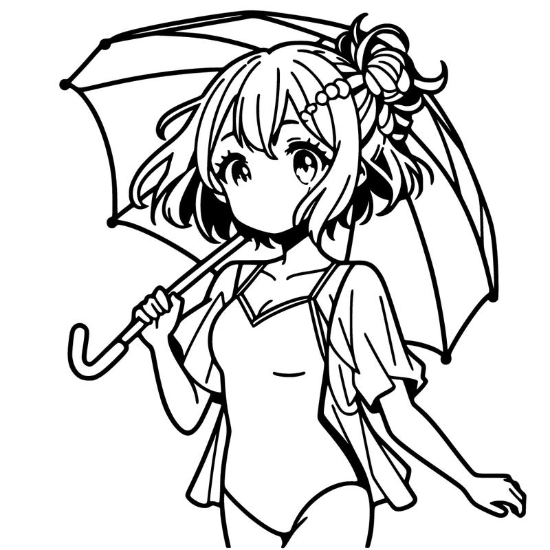 an anime girl that's wearing a swimsuit