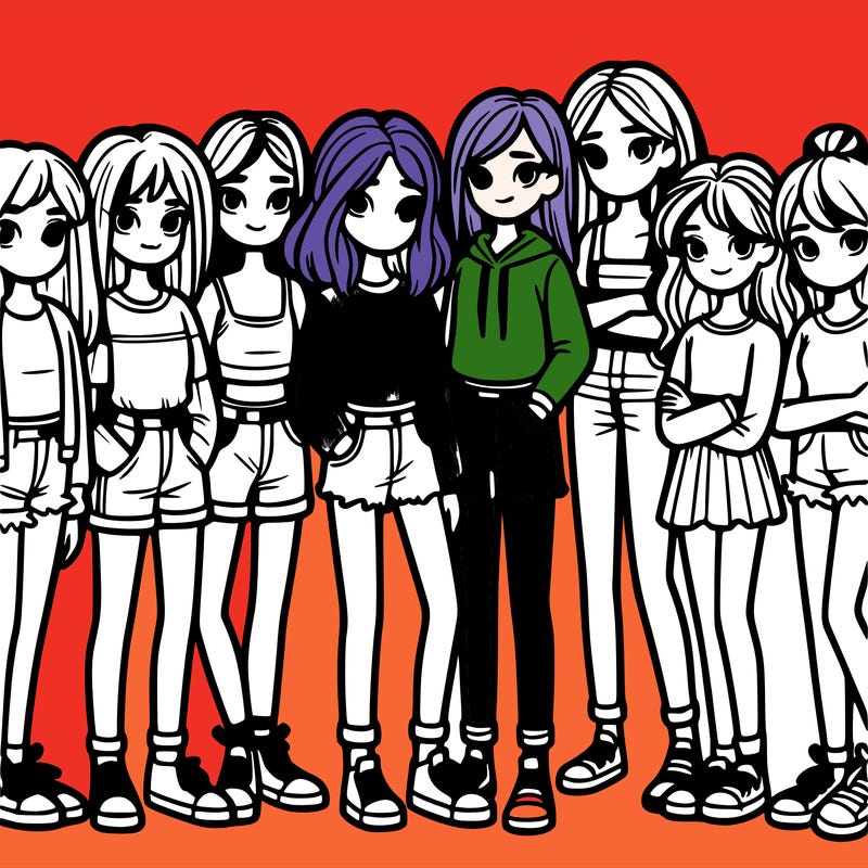 a group of 8 teenage girls standing next to each other